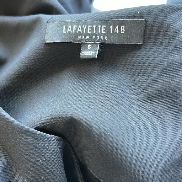Lafayette 148 New York Carlina Dress Black Sleeveless Front Zip Sheath LBD Sz 6 - Picture 9 of 12